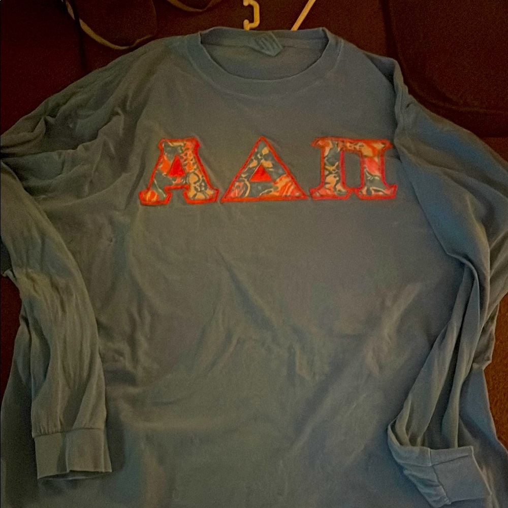 Blue Long Sleeve pink and light blue  comfort colors brand size XL ADPi